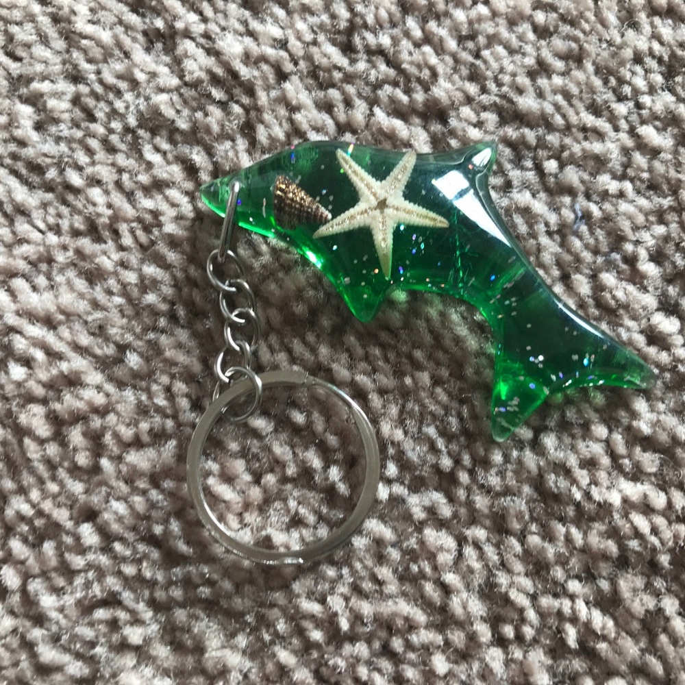 Key chain Car Key Ring Keys Holder Green Dolphin - Picture 4 of 6